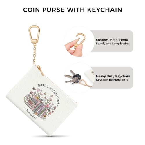 Book Floral Cute Keychain Coin Purse for Women Small Change Pouch - color: Books Floral