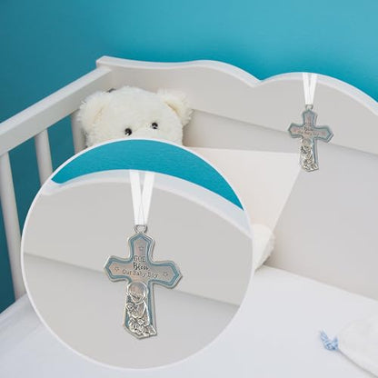 elskandi Crib Cross God Bless This Baby Boy Wall Art for Nursery