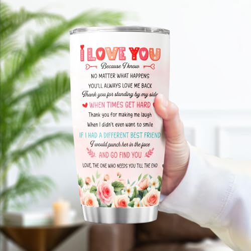 Best Friend Birthday Gift for Women, To My Bestie Quote Design, 20oz Stainless Steel Tumbler with Floral Art, Friendship Present for BFF, Valentine, Christmas, Galentines Day - color: Best Friend