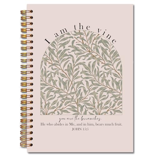 Vine Christian Spiral Notebooks, John 15:5 Bible Verse Journal, Religious Scripture Journals for Writing, Christian Gifts for Women Men, Bible Notebook for Note Taking, 5.5x8.3 Inch - color: white Bible Notebook-10