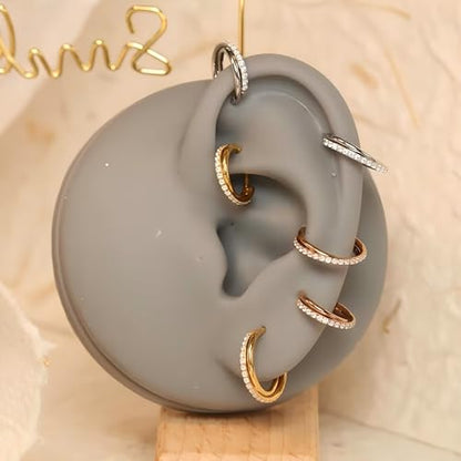Conch Hoop Earring Conch Piercing Jewelry Cross Nose Ring Earlobe Earring - color: Silver, size: 16G 8mm