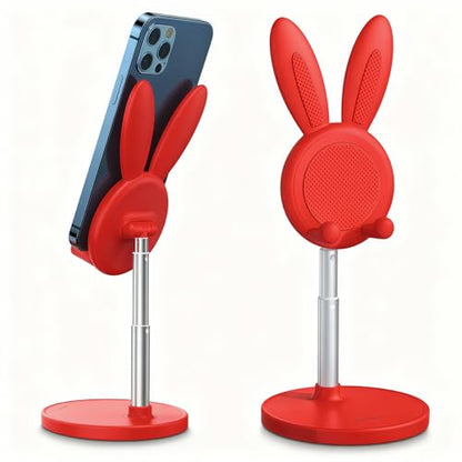 OATSBASF Cute Bunny Phone Stand Adjustable Phone Holder for Phones - color: Red