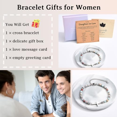 Christian Gifts for Women Girls, Religious Cross Bracelet - color: Daughter-in-Law