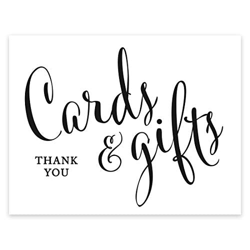 Andaz Press Wedding Party Signs, Formal Black and White, 8.5-inch x 11-inch, Cards and Gifts Thank You, 1-Pack - Gift Table Poster, Script Reception Card Print - color: Cards and Gifts