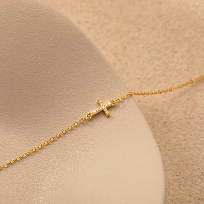 Robaice 18K Gold Plated Cross Charm Bracelet for Women - color: F Gold Cross Bracelets
