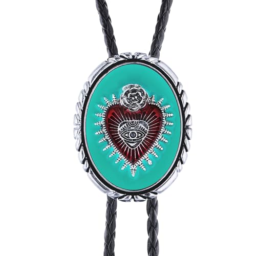 GelConnie Bolo Tie for Women Heart Cowboy Necktie Flower Gothic Mens Bolo Ties Bolero Necklace Red Western Ties for Men - color: Blue Heart Bolo Tie