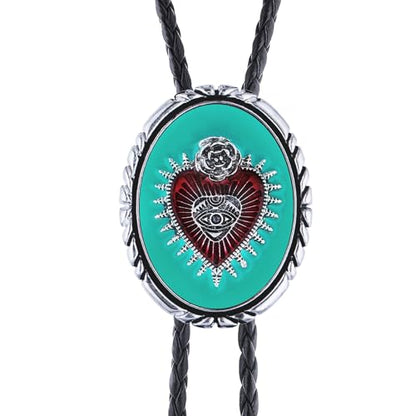 GelConnie Bolo Tie for Women Heart Cowboy Necktie Flower Gothic Mens Bolo Ties Bolero Necklace Red Western Ties for Men - color: Blue Heart Bolo Tie