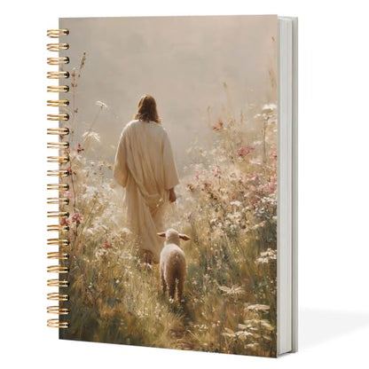 Christian Jesus and Lamb Spiral Notebook Journal, The Lost Lamb Religious Spiral Notebook Journal for Note Taking, Christian Faith Based Gifts, 5.5x8.3 Inch - color: Christian Jesus and Lamb