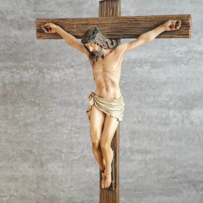 BC Catholic Crucifix Standing Cross for Altar 15" H Jesus Cross - size: 15"L x 7.8"W