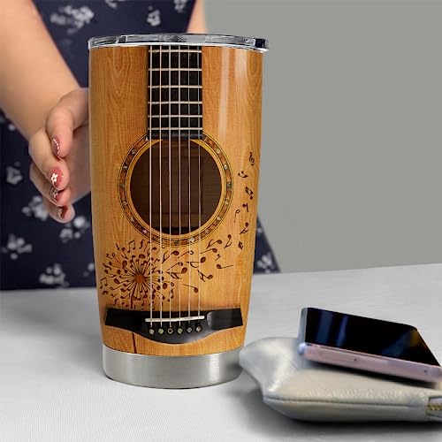 SANDJEST Guitar Tumbler Cup 20oz Insulated Stainless Steel Tumblers Coffee Travel Mug Gift for Musician Players Guitar Lovers - color: Guitar