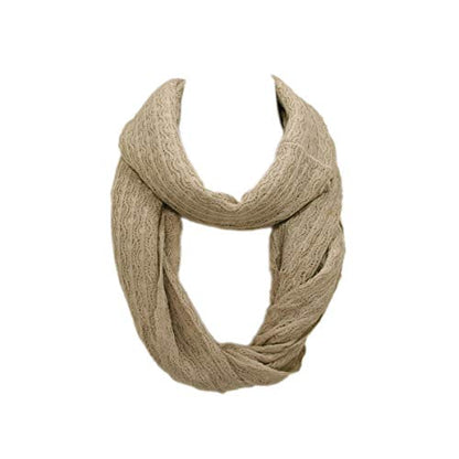 TrendsBlue Premium Solid Color Knit Infinity Circle Scarf - color: Beige