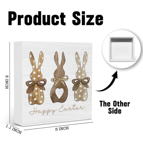 Happy Easter Decorations for Home Easter Sign Bunny Decorations for Office Home Farmhouse Bathroom Bedroom Coffee Bar Desk Table Decor 5 X 5 Inches - color: Easter2