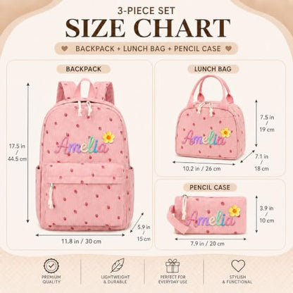 Personalized Backpack for Girls Boys, Custom Name Toddler Backpack - color: Strawberries Pink