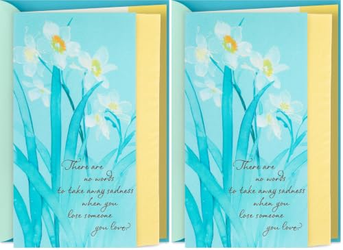 Hallmark Sympathy Card (White Flowers, Strength and Comfort (Pack of 2) - size: 5 inches x 7.2 inches (Pack of 2), style: There Are No Words