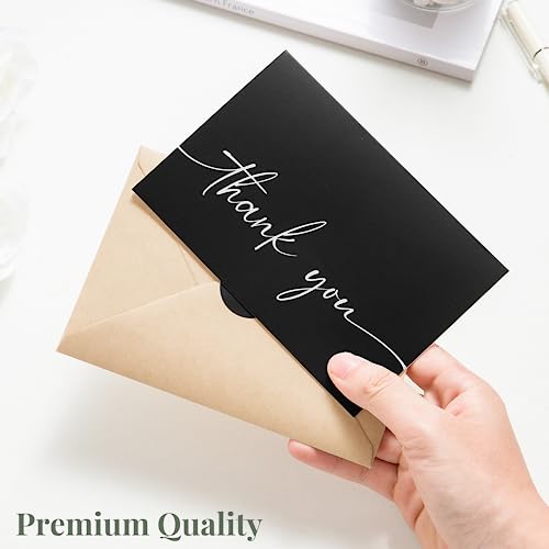 Bulk Pack of 20 Thank You Cards with Envelopes - Black Thank You Cards - color: Black & White Thank You