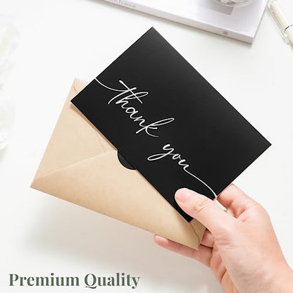 Bulk Pack of 20 Thank You Cards with Envelopes - Black Thank You Cards - color: Black & White Thank You
