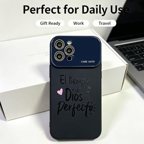 for iPhone 17 Pro Max Case God's Timing is Perfect Spanish Bible Verse Phone Case, Full Camera Lens Protection, Shockproof Drop Resistant Durable Cover (Black, iPhone 12 Pro Max) - color: black, size: iPhone 12 Pro Max