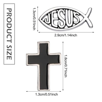 Tie Pins for Men,Lapel Pin for Men,Cross Pin,Jesus Fish Brooch,Cartoon Fish Pin Christian Jewelry Lapel Pin for Religious Lapel Pin Gift