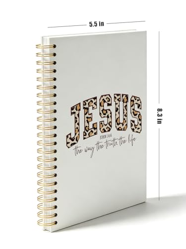 Christian Bible Journal Notebook for Women,Trendy Faith Gifts for Women Teen Girls,Church Journal for Notes Taking,Coquette Leopard Hardcover Spiral Notebook 5.5x8.3 Inch - color: JOHN 14:6