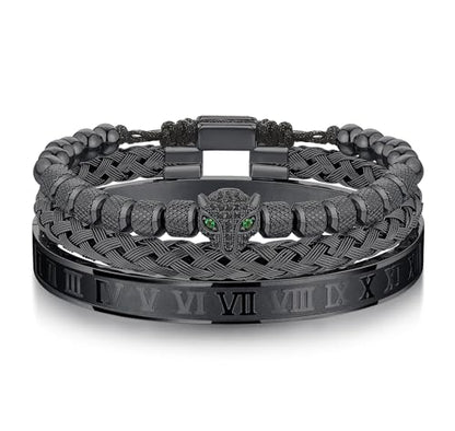 WFYOU Stainless Steel Bracelets for Men Gold Cuff Bracelet Birthday Gifts - color: Black 2