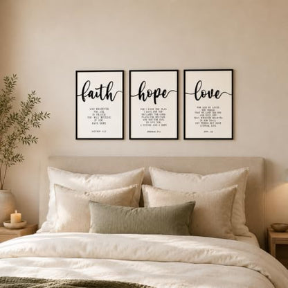 Zzbakress 3D Wood Faith Hope Love Framed Wall Art Large Christian Wall Art - color: Black-Vivid