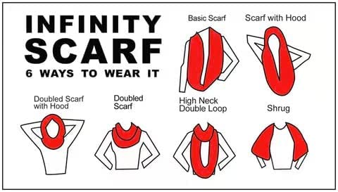 Lina & Lily Holiday Christmas Pattern Print Women's Infinity Scarf Lightweight - color: Black White Red, Snowman Snowflake Star