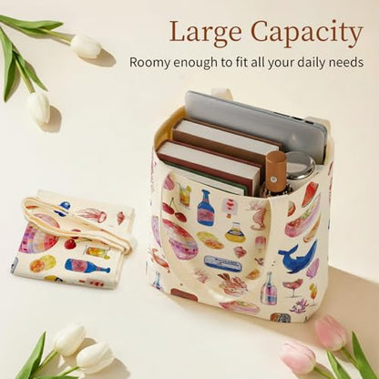 Canvas Tote Bag for Women with Zipper Cute - color: Grocery