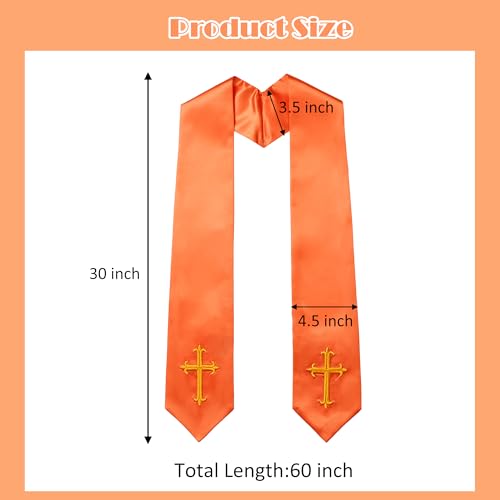 10 PC Clergy Stole & Choir Stole Bulk 60/72" - color: Orange, size: 60 inch