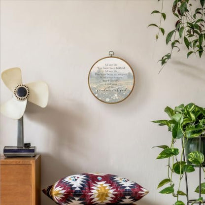 LERJZEFUH Rustic Christian Round Wall Art Framed 10x10 Inch - color: Floral Lyrics