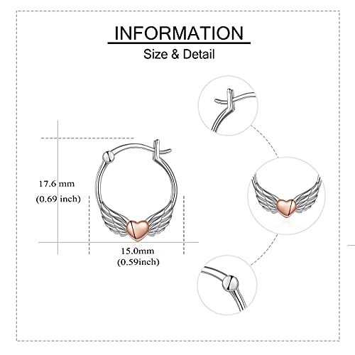 Fox/Pig/Mushroom/Cat Earrings Sterling Silver Cute Hoop Earrings Animal Jewelry Gifts for Women Daughter - style: angel wing