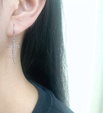 Eternity Faith Cross Drop Dangle Earrings for Women Elegant 925 Sterling Silver Infinity Love of God Minimalist Dainty Hypoallergenic Hanging Charm Dangling for Daughter Bff Birthday Christmas
