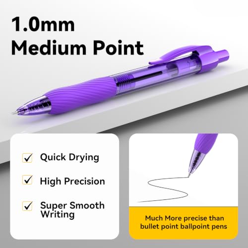 50 Pack Purple Ink Ballpoint Pen with Soft Grip, Bulk Pens 1.0mm - color: Purple