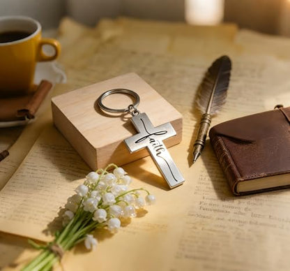 Cross Keychain for Men Women Teens, Christian Bible Verse Jesus Keychain, Religious Inspirational Scripture Accessories for Baptism First Communion Birthday Graduation