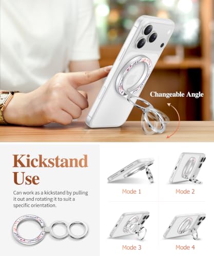 GVIEWIN Magnetic Phone Ring Holder, Compatible with MagSafe Phone Grip - color: Floratopia/White