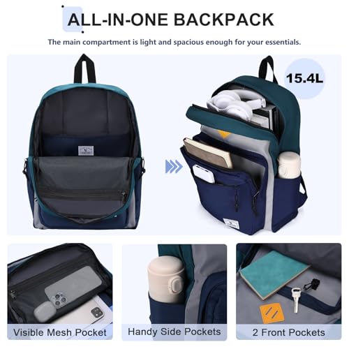 VX VONXURY Kids Backpack for School Travel,16.7 Inch Lightweight Bookbag - color: Inky Green Blue
