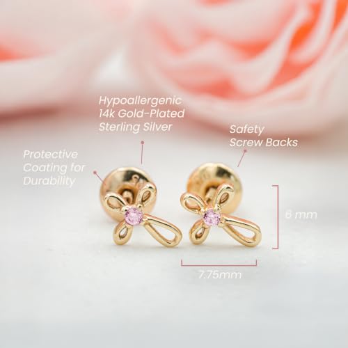 Cherished Moments Cross Earrings, .925 Sterling Silver or 14k Gold-Plated - color: SM Gold Pink