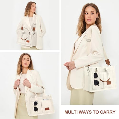 LHMTQVK Canvas Tote Bag for Women, Work & Bible Study Handbag - color: Beige