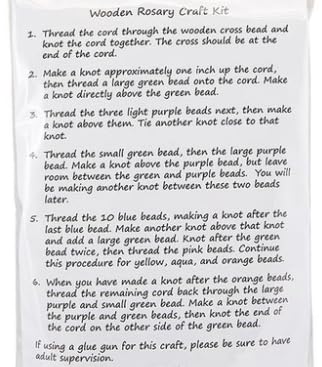 Rosary Craft Kit Make Your Own Hail Mary Our Father Holy Card Wooden Beads - size: medium