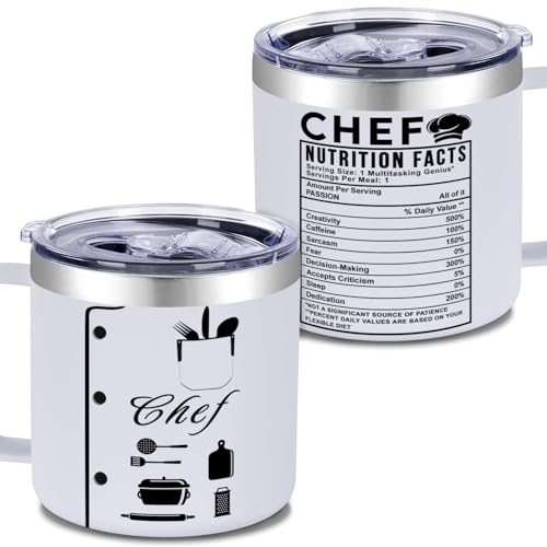 14 oz Stainless Steel Insulated Chef Tumbler - Nutrition Fact Cup for Appreciation, Christmas, Birthday Gift for Men & Women - color: Chef Nutrition