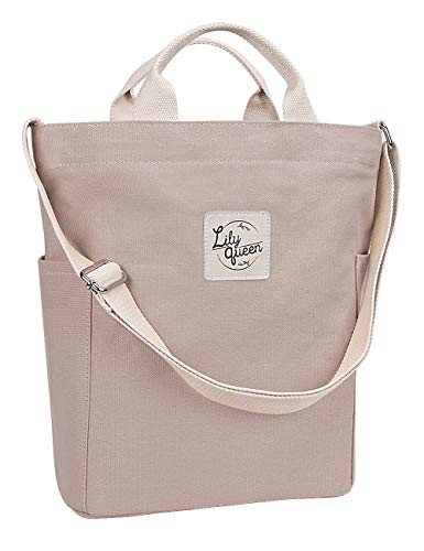 Lily queen Women Canvas Tote Handbags Casual Shoulder Work Bag Crossbody - color: Taupe Grey