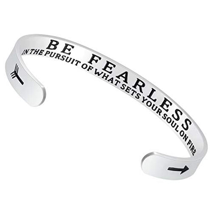 Fesciory Inspirational Bracelets for Women, Stainless Steel Cuff Bangle - color: Silver-17