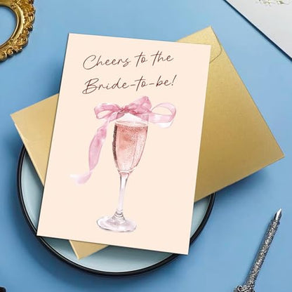 Bridal Shower Card for Bride To Be, Funny Engagement Card for Her, Wedding Congratulations Cards for Friend Family, Cheers To The Bride To Be - color: Bridal Shower Card