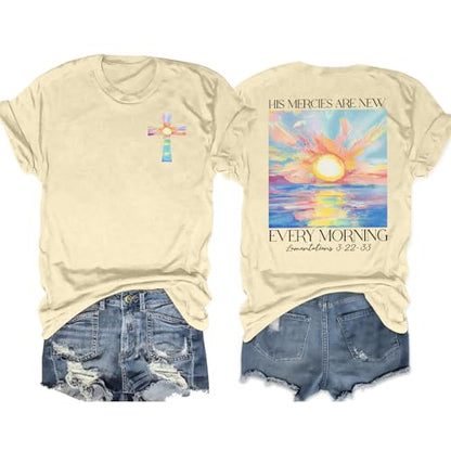 Christian Shirts for Women Bible Verse Shirt Jesus Faith T-Shirt Inspirational Religious Gift Tee Tops - color: Apricot, size: Small