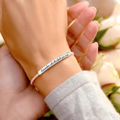 God is in Control Leather Bracelet, Stainless Steel Christian Faith Braided Engraved Bar Bracelets Self Worth Motivation Bracelet Inspirational Friendship Jewelry for Men Women - color: Remember Pink&Silver