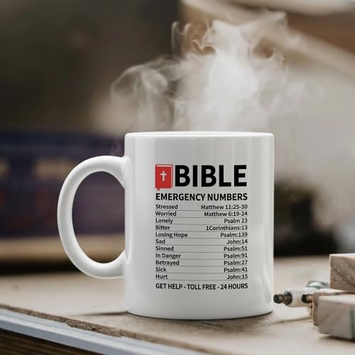 Panvola Bible Emergency Numbers Christian Mugs For Women Mug 11oz White