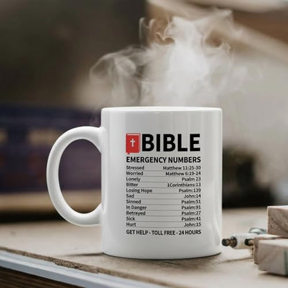 Panvola Bible Emergency Numbers Christian Mugs For Women Mug 11oz White