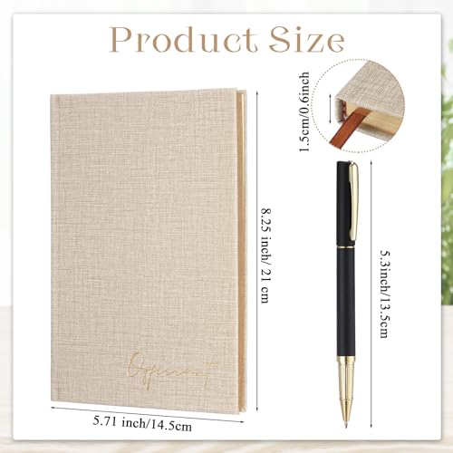 Engrowtic Wedding Officiant Book with Pen 5.25x8.25,Beige,Classic - color: Beige, style: Classic