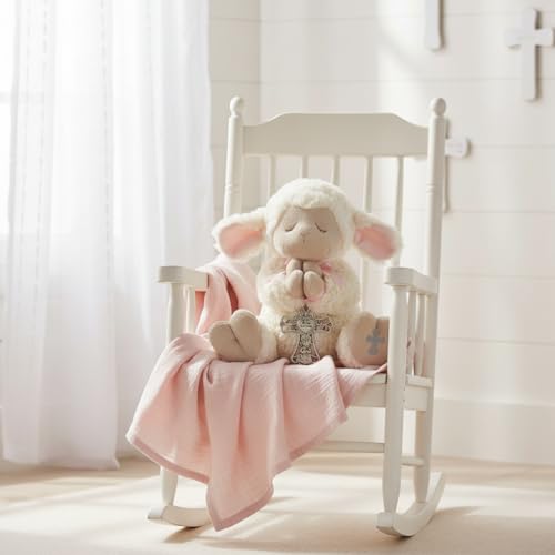 Ganz Serenity Lamb with Crib Cross Christening or Baptism Gift, Pink