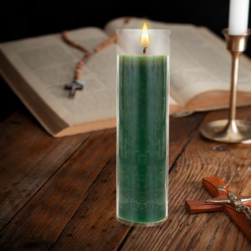 Mega Candles Unscented Devotional Vigil Prayer Wax Candle 3 Count 2" x 8" - color: Green, size: 3 Pieces