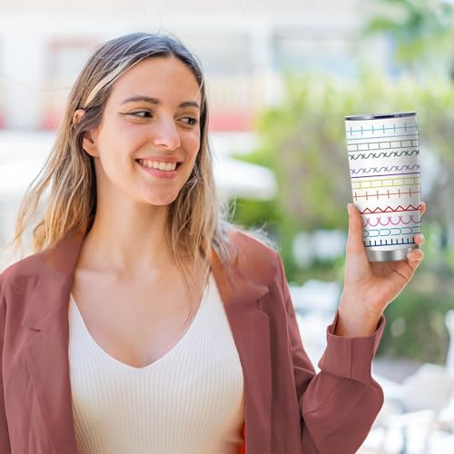 20oz Rainbow Geometric Hidden Rude Message Stainless Steel Tumbler with Lid - color: Hidden Message
